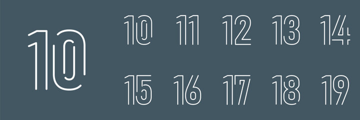 collection anniversary abstract logotype vector design set icon 10 to 19