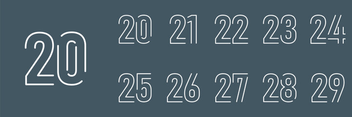 collection anniversary abstract logotype vector design set icon 20 to 29