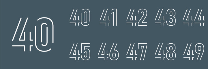 collection anniversary abstract logotype vector design set icon 40 to 49