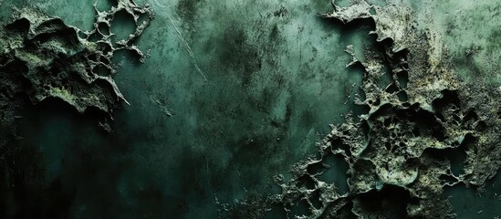 Moldy textured background in dark green tones with uneven, organic shapes and an empty central space for text placement or graphic overlays