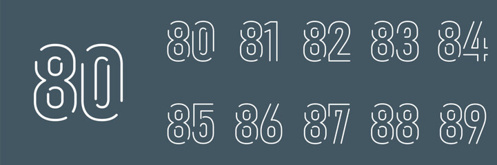collection anniversary abstract logotype vector design set icon 80 to 89
