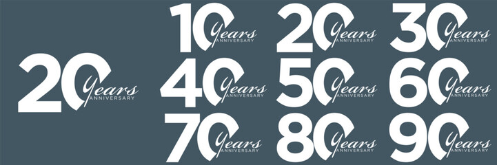 collection anniversary abstract logotype vector design set icon 10 to 90