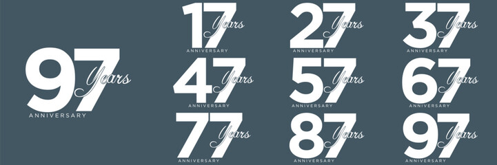 collection anniversary abstract logotype vector design set icon 17 to 97
