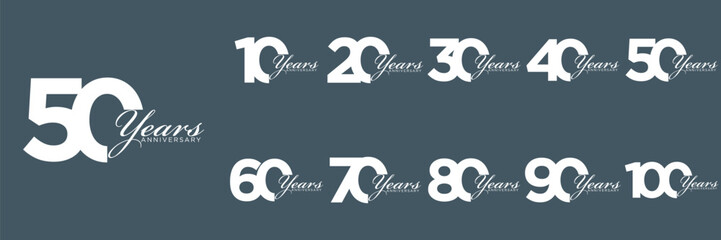 collection anniversary abstract logotype vector design set icon 10 to 100
