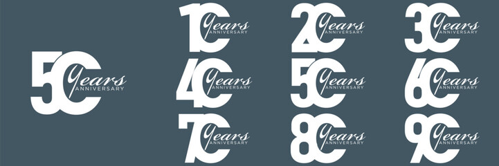 collection anniversary abstract logotype vector design set icon 10 to 90