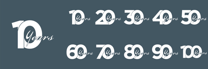 collection anniversary abstract logotype vector design set icon 10 to 100