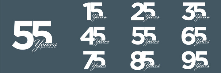 collection anniversary abstract logotype vector design set icon 15 to 95