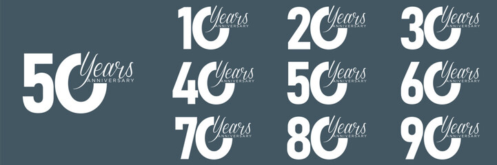 collection anniversary abstract logotype vector design set icon 10 to 90