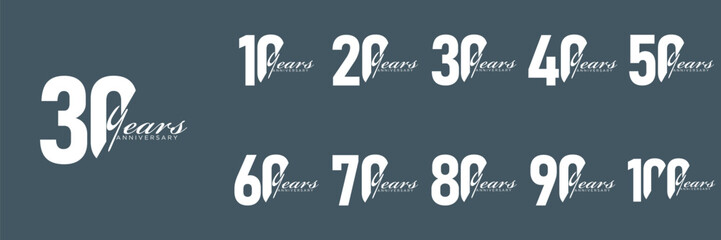 collection anniversary abstract logotype vector design set icon 10 to 100