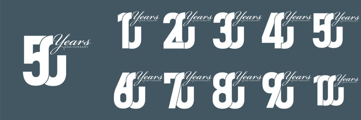 collection anniversary abstract logotype vector design set icon 10 to 100