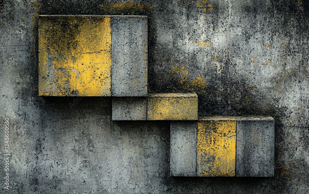 Aufkleber abstract yellow grey blocks wall texture background design