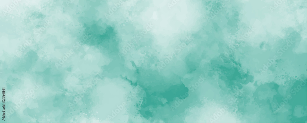 Poster green water color mint abstract texture background. cloudy minty sky background with clouds, cloudy 