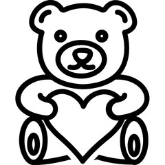 Vector black line icon for Teddy day