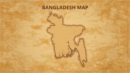 A Vintage Map Depicting the Borders of the Bangladesh. Bangladesh map with federal states in A vintage map based background, Political Bangladesh Map