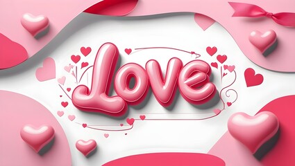 Love pink happy valentine 3d inflated editable text effect.