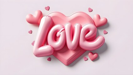 Love pink happy valentine 3d inflated editable text effect.