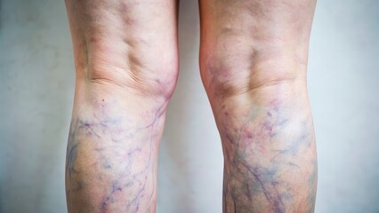 Naklejka premium Detailed Examination of Varicose Veins on Human Legs Close Up