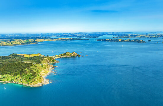Aerial view of Tapeka Hill, North Island, New Zealand, Oceania.
