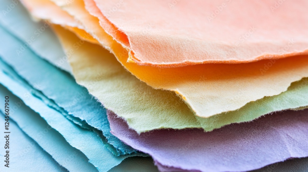 Aufkleber layers of vibrant handmade paper in various colors create a stunning visual display. these textures 