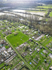 Historical Downtown Oxford Central City Homes of Oxfordshire, England United Kingdom. High Angle...