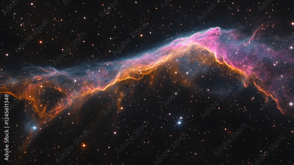 Poster colorful nebula in space with vibrant colors and abstract patterns creating a stunning cosmic displa