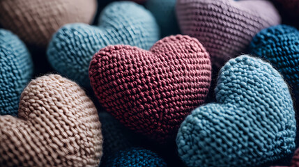 Obraz premium Stacked Warm Knitted Hearts