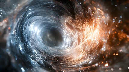 Black hole with fractal patterns in a quantum realm centered in the image with cosmic background