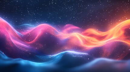 Obraz premium Abstract colorful wave background with stars and cosmic design in vibrant colors and patterns