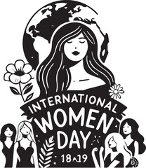 Inernational women day vector in black and white