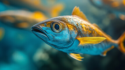Obraz premium Close up of a colorful tropical fish in the ocean, oceanic life scene, fish in underwater, underwater life