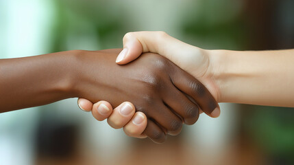 Handshake, agreement and closeup of business people in office for welcome to a new recruit or partnership. professional manager with shaking hands offer for deal, greeting or thank you.