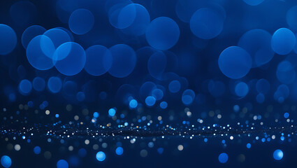 Elegant Dark Blue and Gold Abstract Background: Luxurious Golden Light Particles and Shimmering Foil Texture for a Festive Holiday Atmosphere