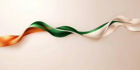 Abstract Swirling Silk Fabric Flowing Dynamically Beige Orange and Green Hues Elegant Design