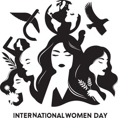 Inernational women day vector in black and white
