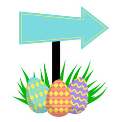 Colorful Easter Eggs with Sign Board