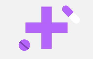 capsule and tablet purple on a light gray background,
