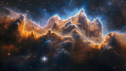 Obraz premium Eagle nebula in constellation with luminous geometric nebula shining bright in cosmic space