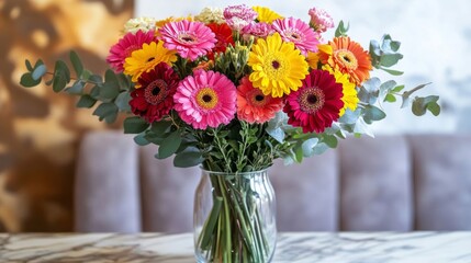 Vibrant Gerbera Daisy Bouquet in Glass Vase