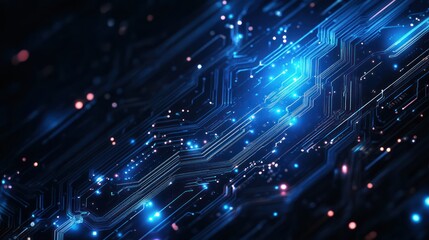 Obraz premium Abstract glowing blue circuit board.