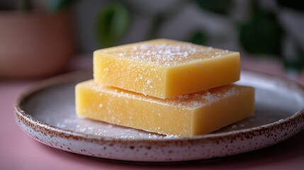 Handmade soap, salt, plate, studio, plants, skincare, product, photography,  home, lifestyle