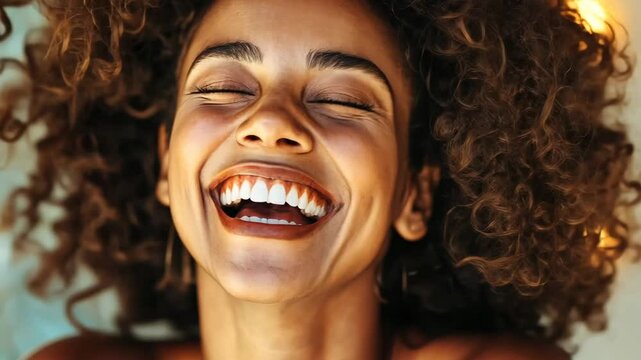 Joyful laughter and energy with radiant smiles and vibrant expression