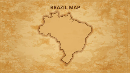 Naklejka premium A Vintage Map Depicting the Borders of the Brazil. Brazil map with federal states in A vintage map based background, Political Brazil Map