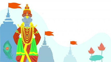 Commemorate Ashadhi Ekadashi with flat-style animations. Celebrate cultural richness through vibrant colors, sacred imagery, and traditional motifs in minimalist detail.