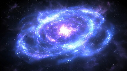 Obraz premium Vibrant galaxy swirling in deep space with radiant cosmic colors, bright stars, and intricate nebulae illuminated against a dark celestial backdrop.