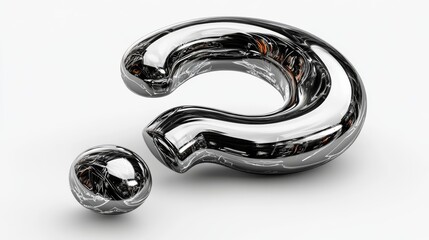 Metallic question mark icon isolated on white background for creative design projects