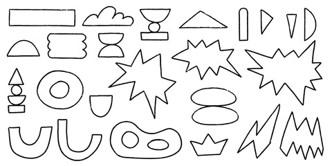 Shape Crayon texture playful. Figure crayon abstract for kid design. Geometry shape y2k scribble. Vector illustration