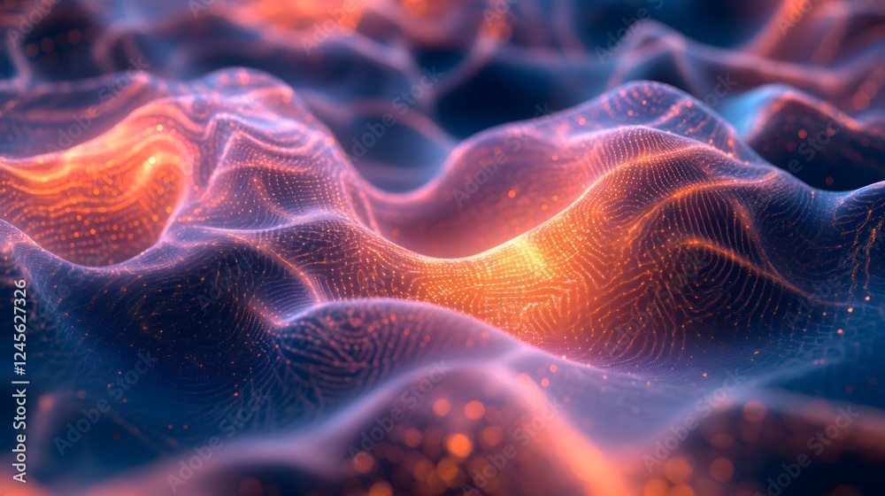 Poster Computer generated image of a wave with cosmic patterns and intricate shapes in deep space background