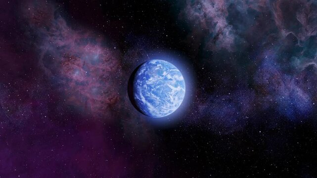 Earth in the vast cosmos

Earth floats serenely in the vastness of space, surrounded by a stunning purple and blue nebula. The stars in the background add to the majestic view of our planet in the cos