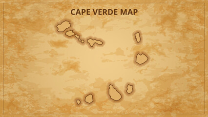 A Vintage Map Depicting the Borders of the Cape Verde. Cape Verde map with federal states in A vintage map based background, Political Cape Verde Map