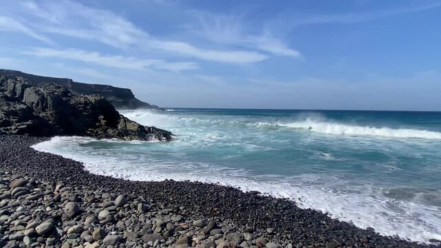 Dramatic coast in popular holiday village Los Molinos